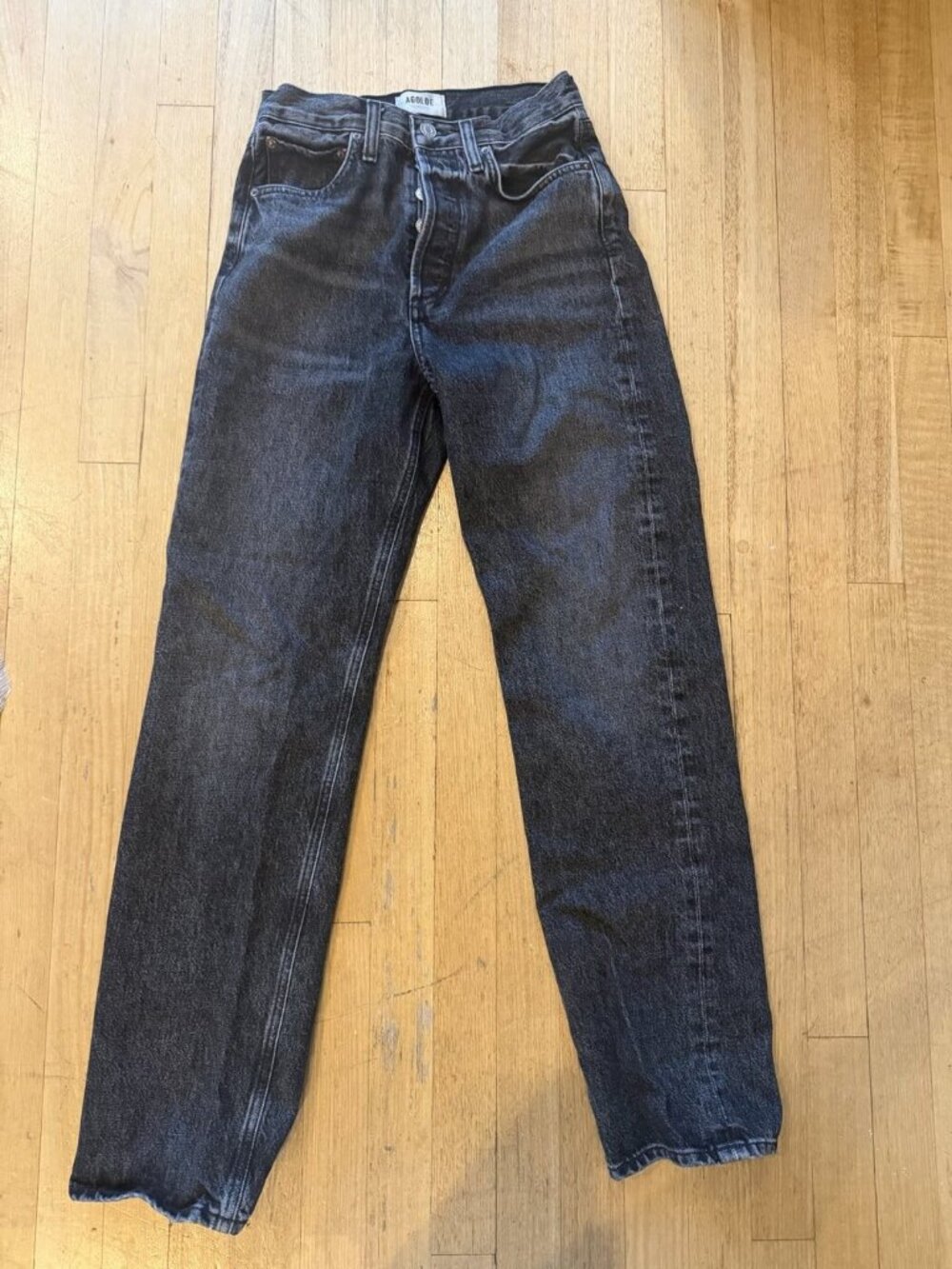 AGOLDE Kelly High Rise Straight Jeans Dark Charcoal 23